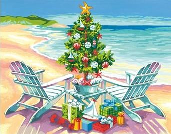 DIM7391616 CHRISTMAS ON THE BEACH PAINT BY NUMBER