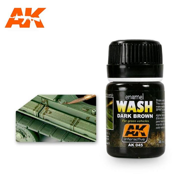 AK045 AK Interactive Wash DARK BROWN For Green Vehicles