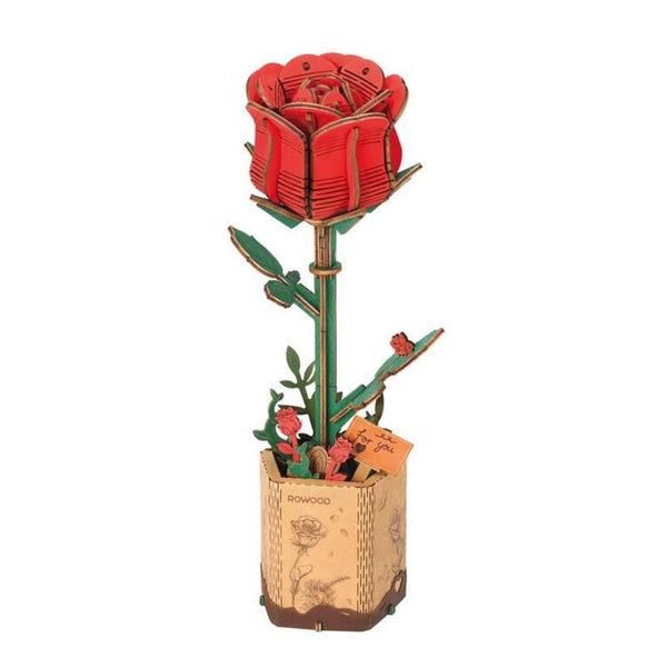 TW042 WOODEN BLOOM CRAFT RED ROSE