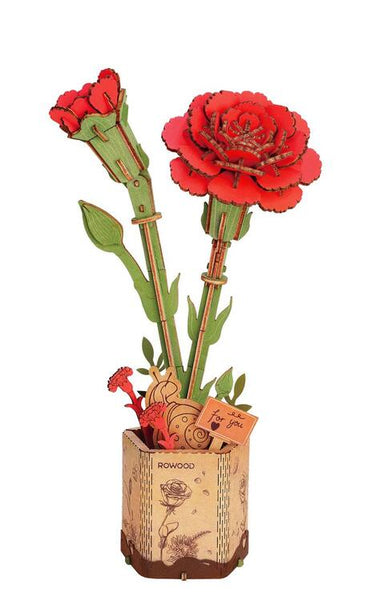 TW052 WOODEN BLOOM CRAFT RED CARNATION