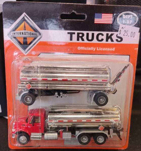 BOLEY 450416 TANKER TRUCK WITH PUP TRAILER RED/SILVER
