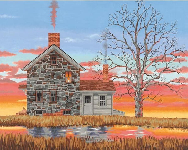 DIM7391743 HOME AT SUNSET PAINT BY NUMBER
