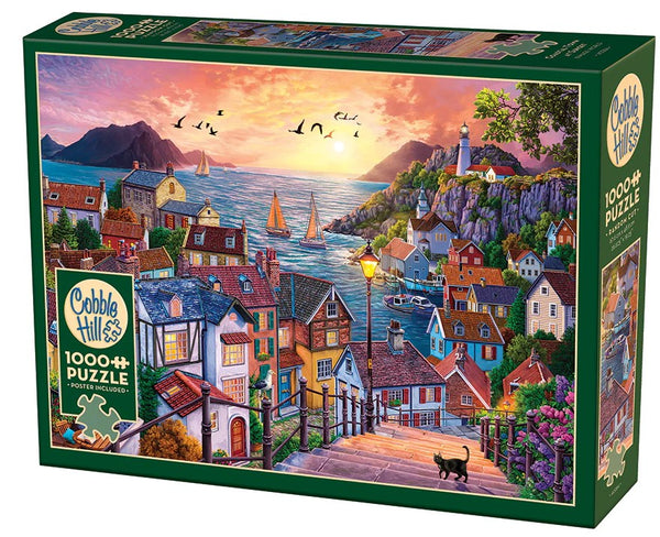 COB40284 COASTAL TOWN AT SUNSET 1000 PCE