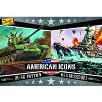 LINHL434 1/35 M-46 PATTON & 1/900 USS MISSOURI AMERICAN ICONS