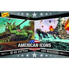 LINHL434 1/35 M-46 PATTON & 1/900 USS MISSOURI AMERICAN ICONS