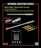 RFM2082 1/35 KING TIGER 8.8cm METAL BARREL, 3D BRAKE, 4 METAL SHELLS