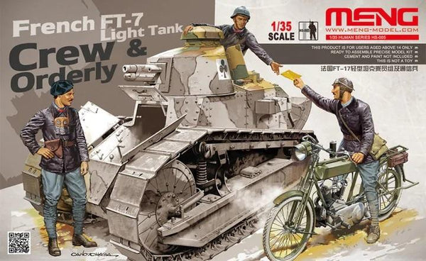 MENHS005 1/35 FRENCH FT-17 CREW & ORDERLY W/BIKE