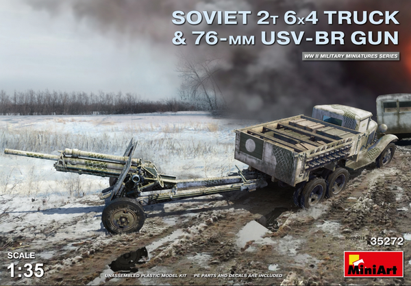 MIN35272 1/35 SOVIET 2T 6X4 TRUCK w/76mm USV-BR GUN
