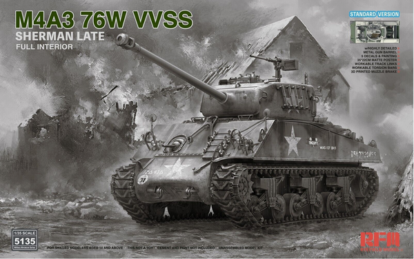 RFM5135 1/35 M4A3 76W VVSS SHERMAN LATE W/INTERIOR