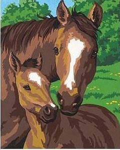 DIM91119 PONY & MOTHER 8INCH X 10INCH BEGINNER PAINT BY NUMBER