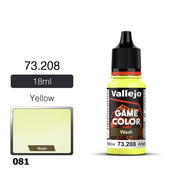 VAL73208 GAME COLOUR WASH YELLOW 18ML