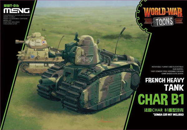 MENWWT016 WORLD WAR TOON FRENCH HEAVY TANK CHAR B1 ( CARTOON MODEL KIT )