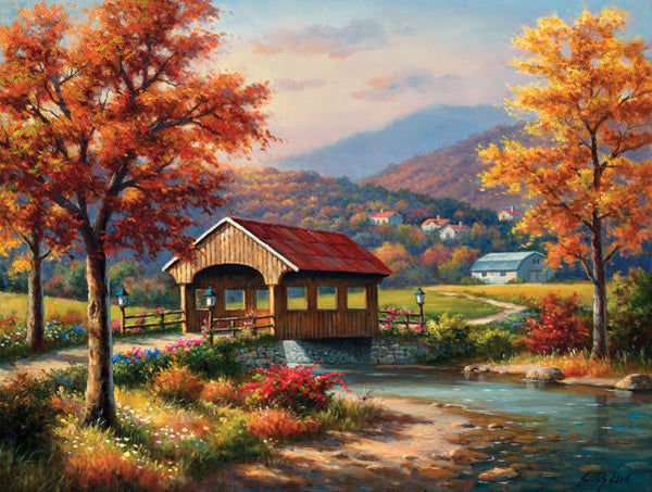 SUN36610 COVERED BRIDGE IN FALL 500 PCE