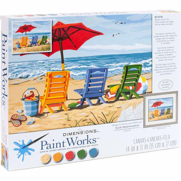 DIM91316 BEACH CHAIR TRIO PAINT BY NUMBER