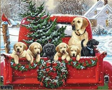 DIM7391773 HOLIDAY PUPPY TRUCK PAINT BY NUMBER