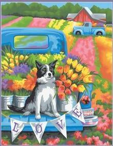 DIM7391775 FLOWER POWER DOG PAINT BY NUMBER