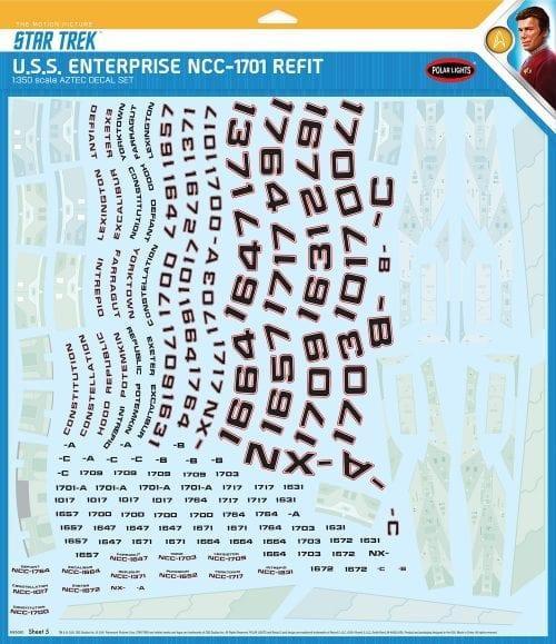 PLMKA050 1/350 STOS USS ENTERPRISE 1701 REFIT DECALS SET