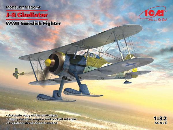 ICM32044 1/32 J-8 GLADIATOR SWEDISH FIGHTER